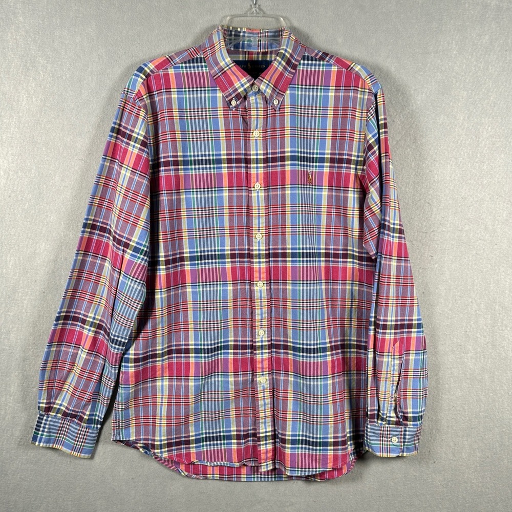 Polo Ralph Lauren Shirt Mens L Multi Plaid Classic Fit Long Sleeve Button Down